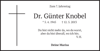 Traueranzeige von Günter Knobel von Süddeutsche Zeitung