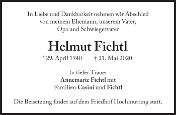 Traueranzeige von Helmut Fichtl von Süddeutsche Zeitung