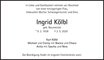 Traueranzeige von Ingrid Kölbl von Süddeutsche Zeitung