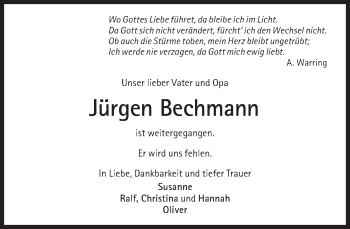 Traueranzeige von Jürgen Bechmann von Süddeutsche Zeitung