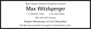 Traueranzeige von Max Witzlsperger von Süddeutsche Zeitung