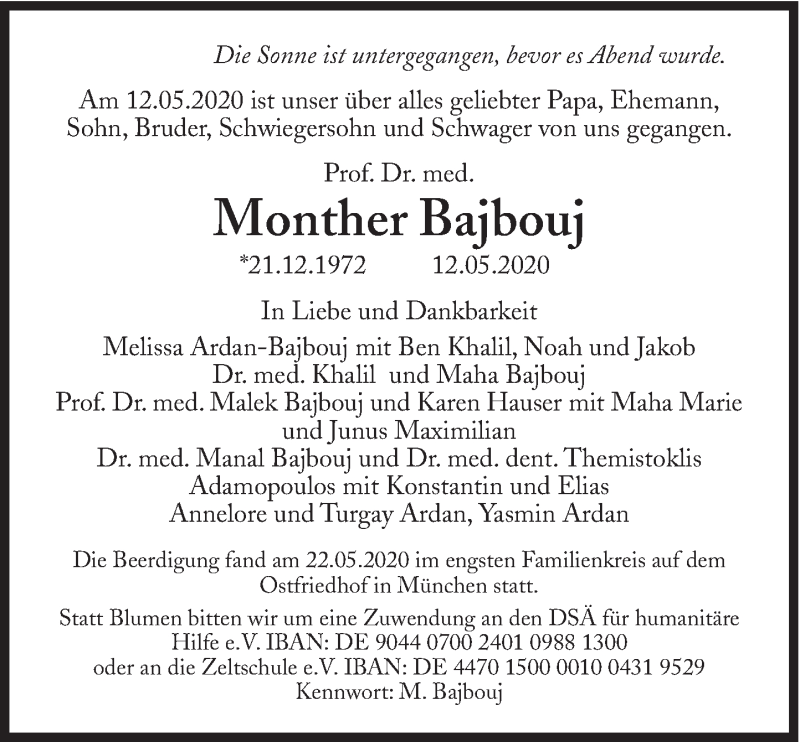  Traueranzeige für Monther Bajbouj vom 23.05.2020 aus Süddeutsche Zeitung