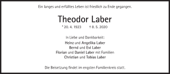 Traueranzeige von Theodor Laber von Süddeutsche Zeitung