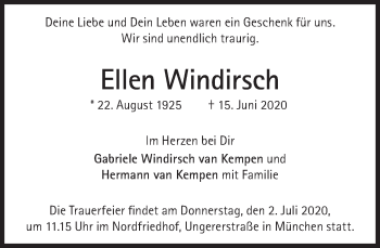 Traueranzeige von Ellen Windirsch von Süddeutsche Zeitung