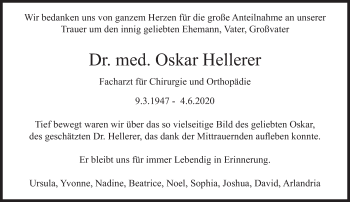 Traueranzeige von Oskar Hellerer von Süddeutsche Zeitung