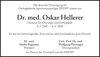 Traueranzeige von Oskar Hellerer von Süddeutsche Zeitung