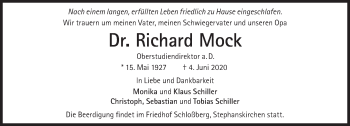 Traueranzeige von Richard Mock von Süddeutsche Zeitung