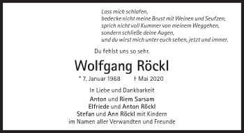 Traueranzeige von Wolfgang Röckl von Süddeutsche Zeitung
