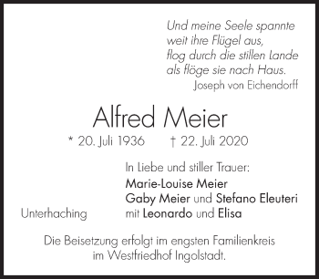 Traueranzeige von Alfred Meier von Süddeutsche Zeitung