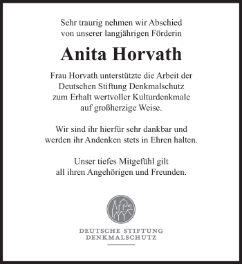 Traueranzeige von Anita Horvath von Süddeutsche Zeitung