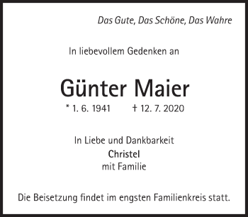 Traueranzeige von Günter Maier von Süddeutsche Zeitung