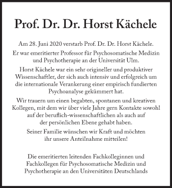 Traueranzeige von Horst Kächele von Süddeutsche Zeitung