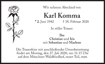 Traueranzeige von Karl Komma von Süddeutsche Zeitung