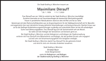 Traueranzeige von Maximiliane Dierauff von Süddeutsche Zeitung