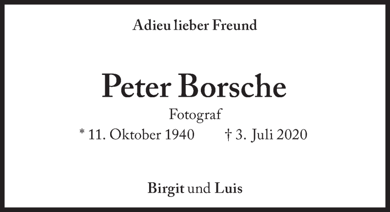  Traueranzeige für Peter Borsche vom 18.07.2020 aus Süddeutsche Zeitung