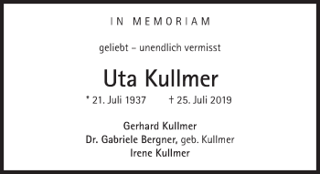 Traueranzeige von Uta Kullmer von Süddeutsche Zeitung