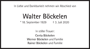 Traueranzeige von Walter Böckelen von Süddeutsche Zeitung