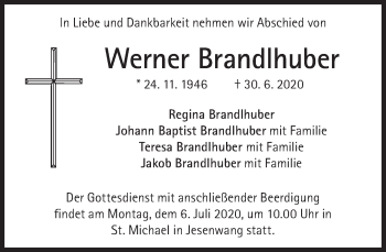 Traueranzeige von Werner Brandlhuber von Süddeutsche Zeitung