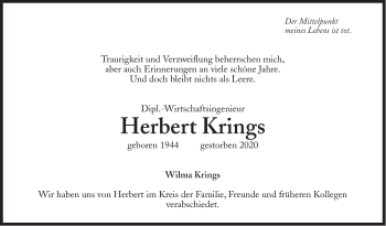 Traueranzeige von Herbert Krings von Süddeutsche Zeitung