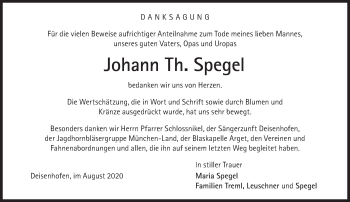 Traueranzeige von Johann Th Spegel von Süddeutsche Zeitung