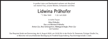 Traueranzeige von Lidwina Prähofer von Süddeutsche Zeitung