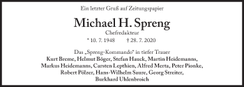 Traueranzeige von Michael Spreng von Süddeutsche Zeitung