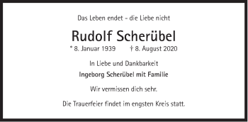 Traueranzeige von Rudolf Scherübel von Süddeutsche Zeitung