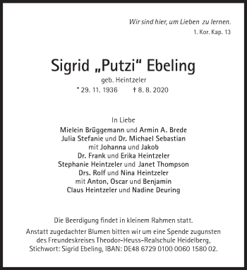 Traueranzeige von Sigrid Ebeling von Süddeutsche Zeitung
