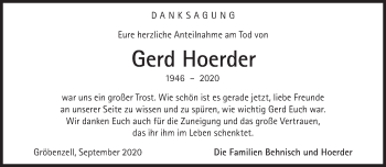 Traueranzeige von Gerd Hoerder von Süddeutsche Zeitung