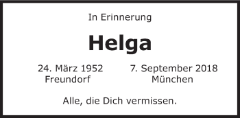 Traueranzeige von Helga Feuchter von Süddeutsche Zeitung