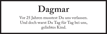 Traueranzeige von Dagmar  von Süddeutsche Zeitung