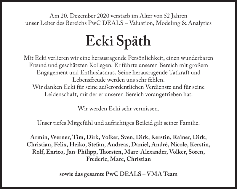  Traueranzeige für Ecki - Eckhard Späth vom 02.01.2021 aus Süddeutsche Zeitung