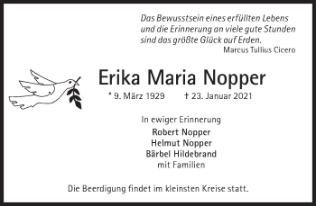 Traueranzeige von Erika Maria Nopper von Süddeutsche Zeitung