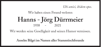 Traueranzeige von Hanns-Jörg Dürrmeier von Süddeutsche Zeitung