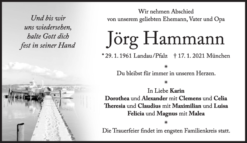  Traueranzeige für Jörg Hammann vom 23.01.2021 aus Süddeutsche Zeitung