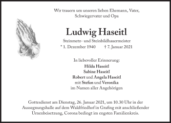 Traueranzeige von Ludwig Haseitl von Süddeutsche Zeitung