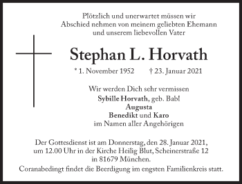 Traueranzeige von Stephan L. Horvath von Süddeutsche Zeitung