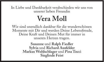 Traueranzeige von Vera Moll von Süddeutsche Zeitung