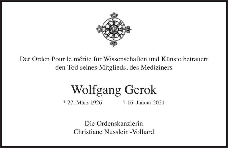 Anzeige von  Wolfgang Gerok