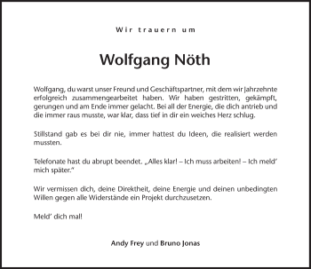 Traueranzeige von Wolfgang Nöth von Süddeutsche Zeitung
