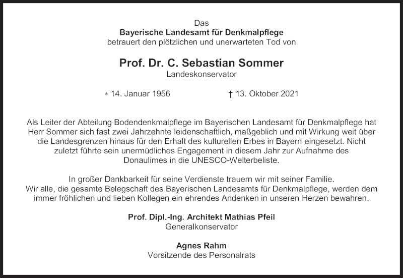  Traueranzeige für C. Sebastian Sommer vom 16.10.2021 aus Süddeutsche Zeitung