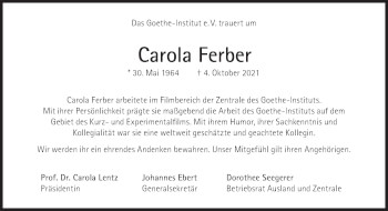 Traueranzeige von Carola Ferber von Süddeutsche Zeitung