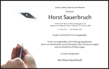 Traueranzeige von Horst Sauerbruch von Süddeutsche Zeitung