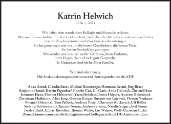 Traueranzeige von Katrin Helwich von Süddeutsche Zeitung