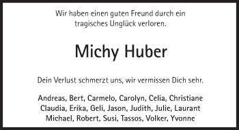 Traueranzeige von Michy Huber von Süddeutsche Zeitung