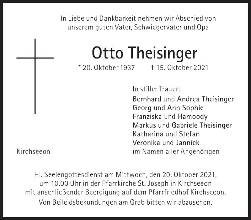 Anzeige von  Otto Theisinger