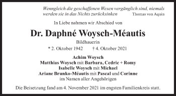 Traueranzeige von Daphné Woysch-Méautis von Süddeutsche Zeitung