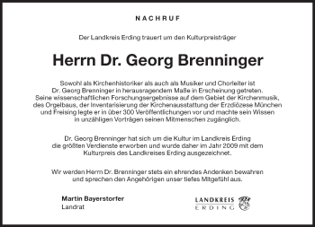 Traueranzeige von Georg Brenninger von Süddeutsche Zeitung