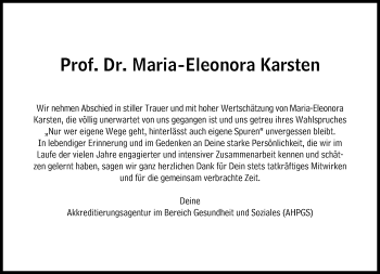 Traueranzeige von Maria-Eleonora Karsten von Süddeutsche Zeitung