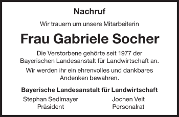 Traueranzeige von Gabriele Socher von Süddeutsche Zeitung